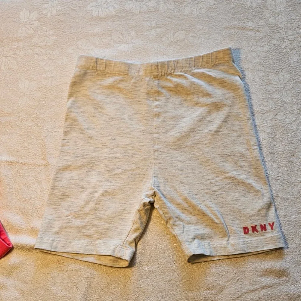DKNY Girls Sz 5\6 Pink Grey Legging Shorts 2 Pair Cotton Spandex - Picture 4 of 6